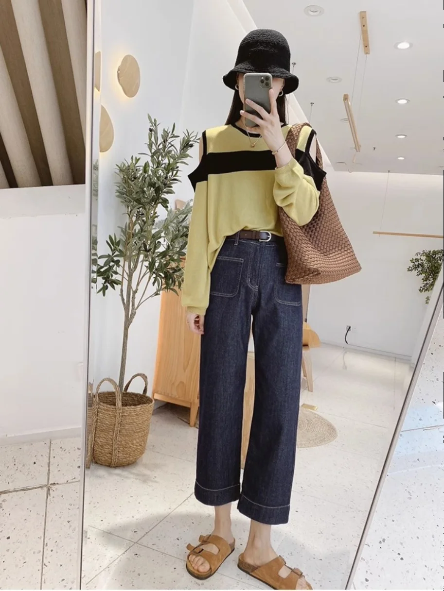 Темно-синие прямые джинсы с высокой талией, женские маленькие размеры, осенние винтажные широкие брюки восемнадцати дюймов, температурная функция
Темно-синие прямые джинсы с высокой талией, женские маленькие размеры, осенние винтажные широкие брюки восемнадцати дюймов, температурная функция