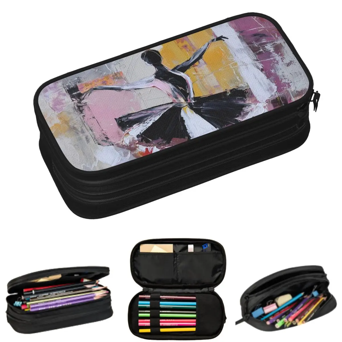 Black And Golden Ballerina Silhouette Pencil Cases for Student School Pen Box Pencil Bag Big Capacity Pencil Pouch
Black And Golden Ballerina Silhouette Pencil Cases for Student School Pen Box Pencil Bag Big Capacity Pencil Pouch