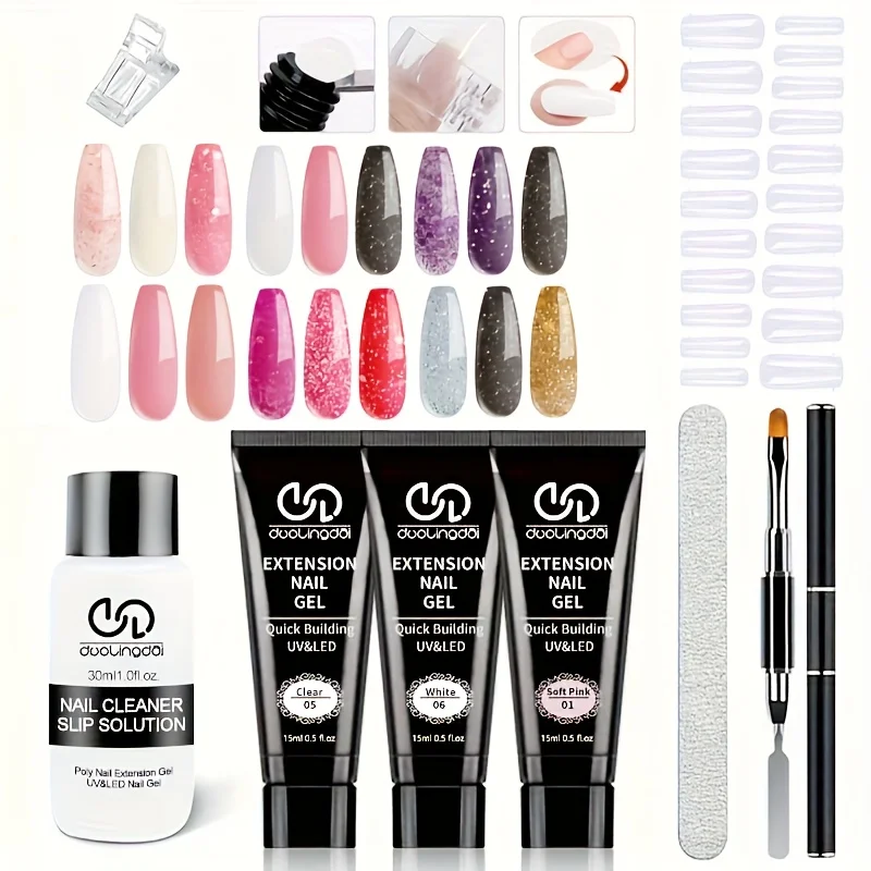 Poly Gel Nail Kit for Pretty Gift: 3 Colors Poly Gel Nail Starter Kit with Slip Solution Manicure Set Supplies Tools
Poly Gel Nail Kit for Pretty Gift: 3 Colors Poly Gel Nail Starter Kit with Slip Solution Manicure Set Supplies Tools