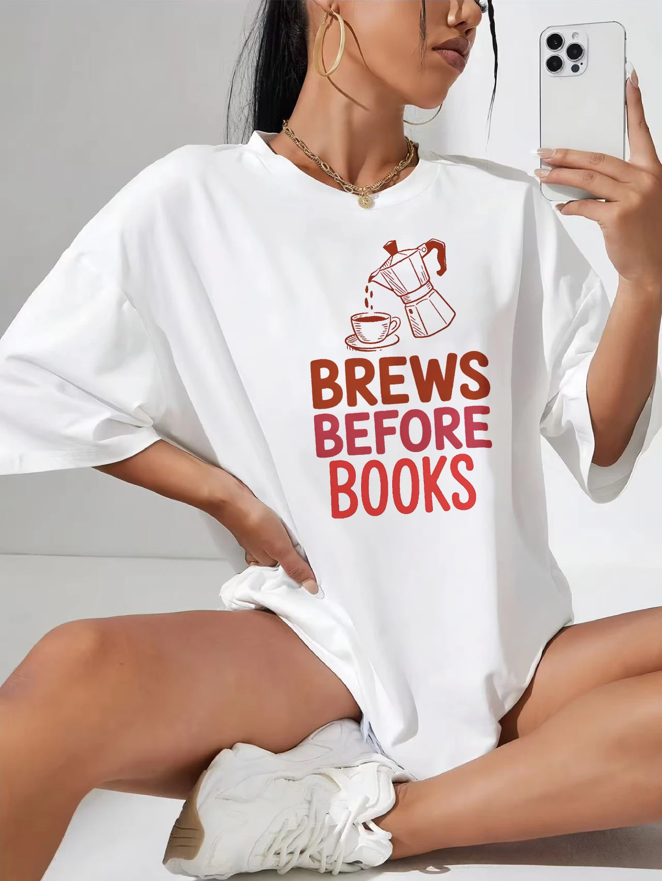 brews before books White slub cotton maternity tee round neck side ruching groom fit for full pregnancy
brews before books White slub cotton maternity tee round neck side ruching groom fit for full pregnancy