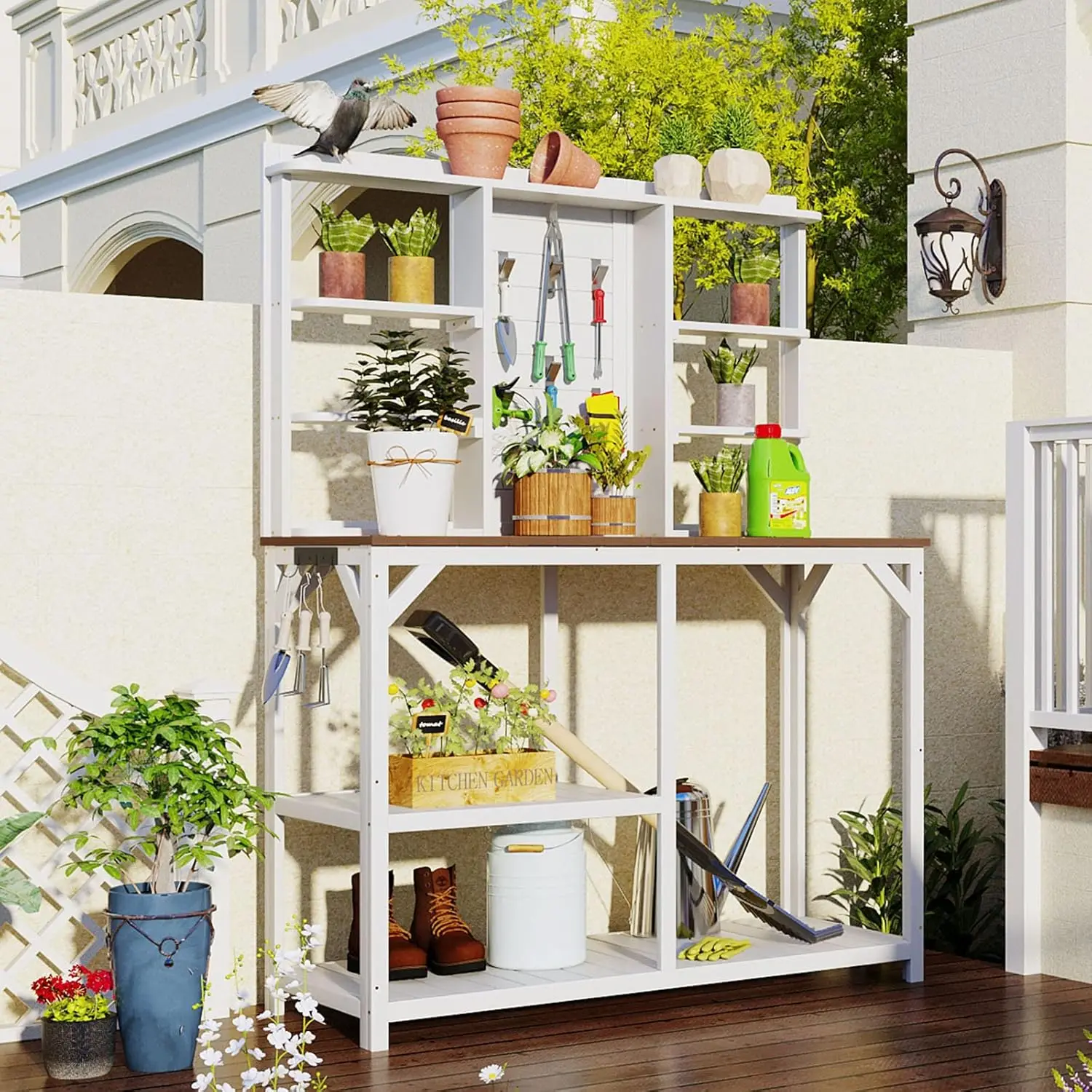 Outdoor Garden Potting Bench Table with 6-Tier Storage Shelves and Side Hook, 64.6" Large Wooden Patio Work, Customized
Outdoor Garden Potting Bench Table with 6-Tier Storage Shelves and Side Hook, 64.6" Large Wooden Patio Work, Customized