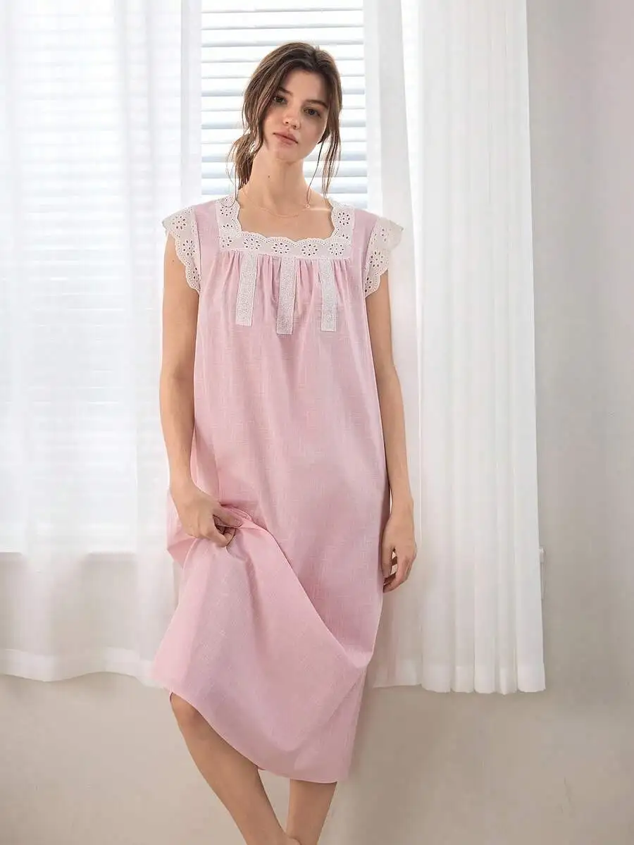 Womens 100% Cotton Lace Trim Nightgown Sleepwear Soft Comfortable
Womens 100% Cotton Lace Trim Nightgown Sleepwear Soft Comfortable