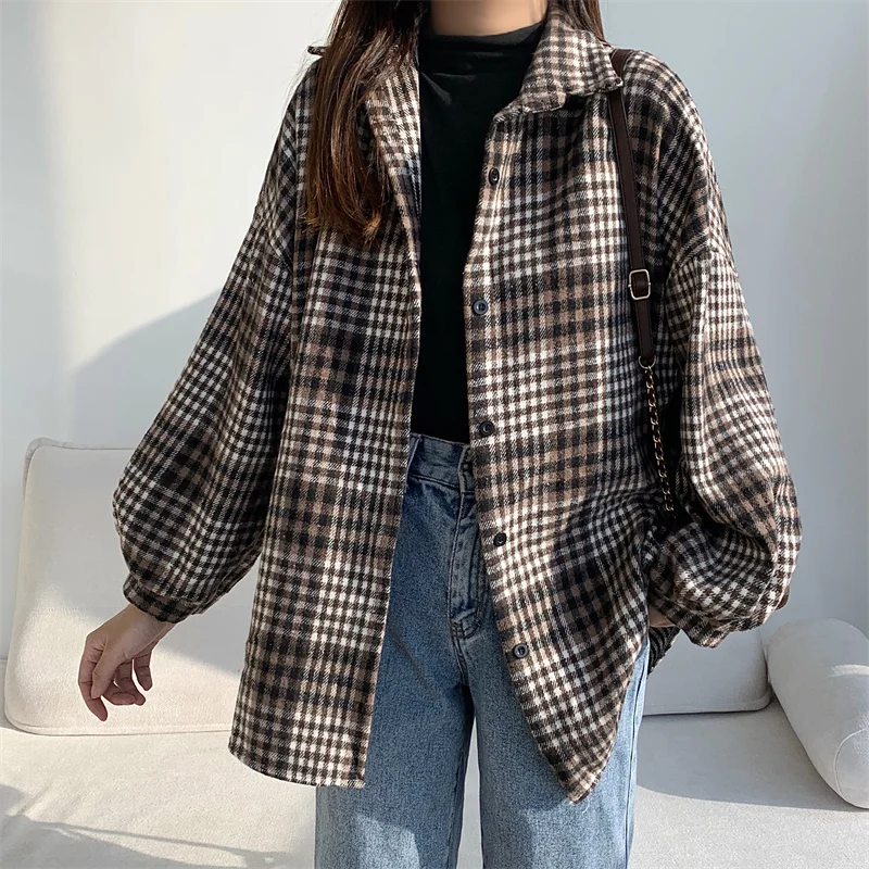 Versatile Button Trendy Outerwear 2025 Thickened Woolen Plaid Shirt Women Loose Mid-Length Autumn Winter New Blouse
Versatile Button Trendy Outerwear 2025 Thickened Woolen Plaid Shirt Women Loose Mid-Length Autumn Winter New Blouse