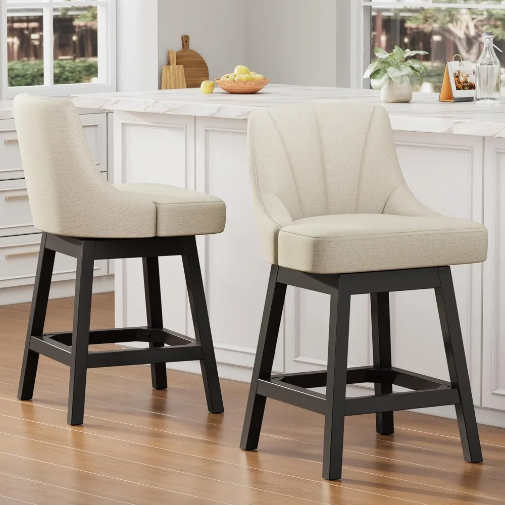 Swivel Bar Stools with Backs, 26" Counter Height Bar Stools Set of 2, Linen Fabric Extra Upholstered Counter Barstools with Squa
Swivel Bar Stools with Backs, 26" Counter Height Bar Stools Set of 2, Linen Fabric Extra Upholstered Counter Barstools with Squa