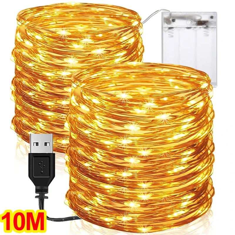 LED String Lights for Room USB/Battery Copper Wire Garland Fairy Light Christmas Wedding Party Decor Waterproof Outdoor Lamps
LED String Lights for Room USB/Battery Copper Wire Garland Fairy Light Christmas Wedding Party Decor Waterproof Outdoor Lamps