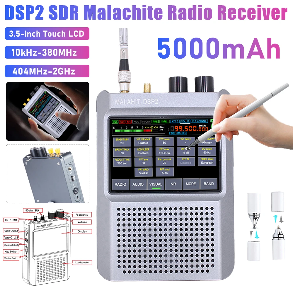 Радиоприемник Malachite DSP 10 кГц-380 МГц 404 МГц-2 ГГц, новая прошивка 2.30, второе поколение Malahit-DSP2 SDR AM FM радио, 5000 мАч
Радиоприемник Malachite DSP 10 кГц-380 МГц 404 МГц-2 ГГц, новая прошивка 2.30, второе поколение Malahit-DSP2 SDR AM FM радио, 5000 мАч