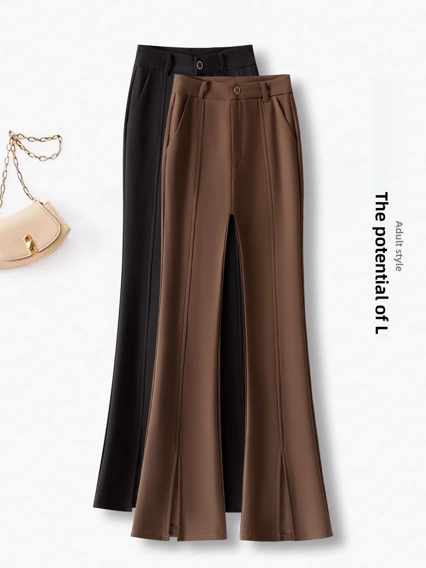 High Waist Flared Pants Women's Casual Slim Fit Trousers Spring Autumn New Style Small Size Pants Drapey Split Pants
High Waist Flared Pants Women's Casual Slim Fit Trousers Spring Autumn New Style Small Size Pants Drapey Split Pants