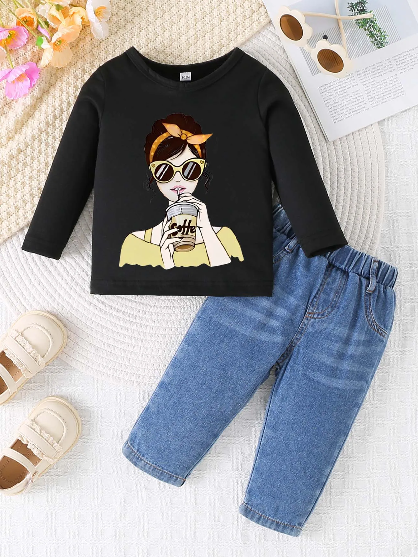 0-3 year old summer newborn new solid color printed pullover sweater with round neck long sleeved T-shirt+denim warehouse set,
0-3 year old summer newborn new solid color printed pullover sweater with round neck long sleeved T-shirt+denim warehouse set,