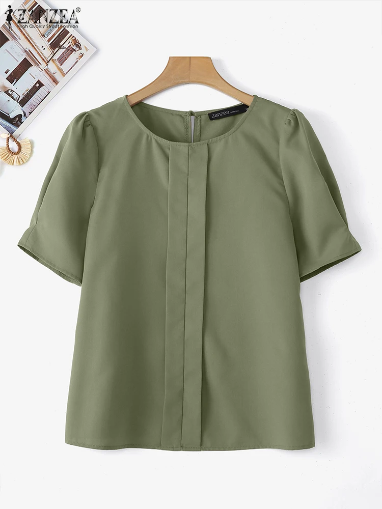 ZANZEA Women Pleated Korean Blouse 2025 Summer Short Sleeve Tunic Tops Casual Solid Color Shirts O-Neck Loose Blusas Femininas
ZANZEA Women Pleated Korean Blouse 2025 Summer Short Sleeve Tunic Tops Casual Solid Color Shirts O-Neck Loose Blusas Femininas