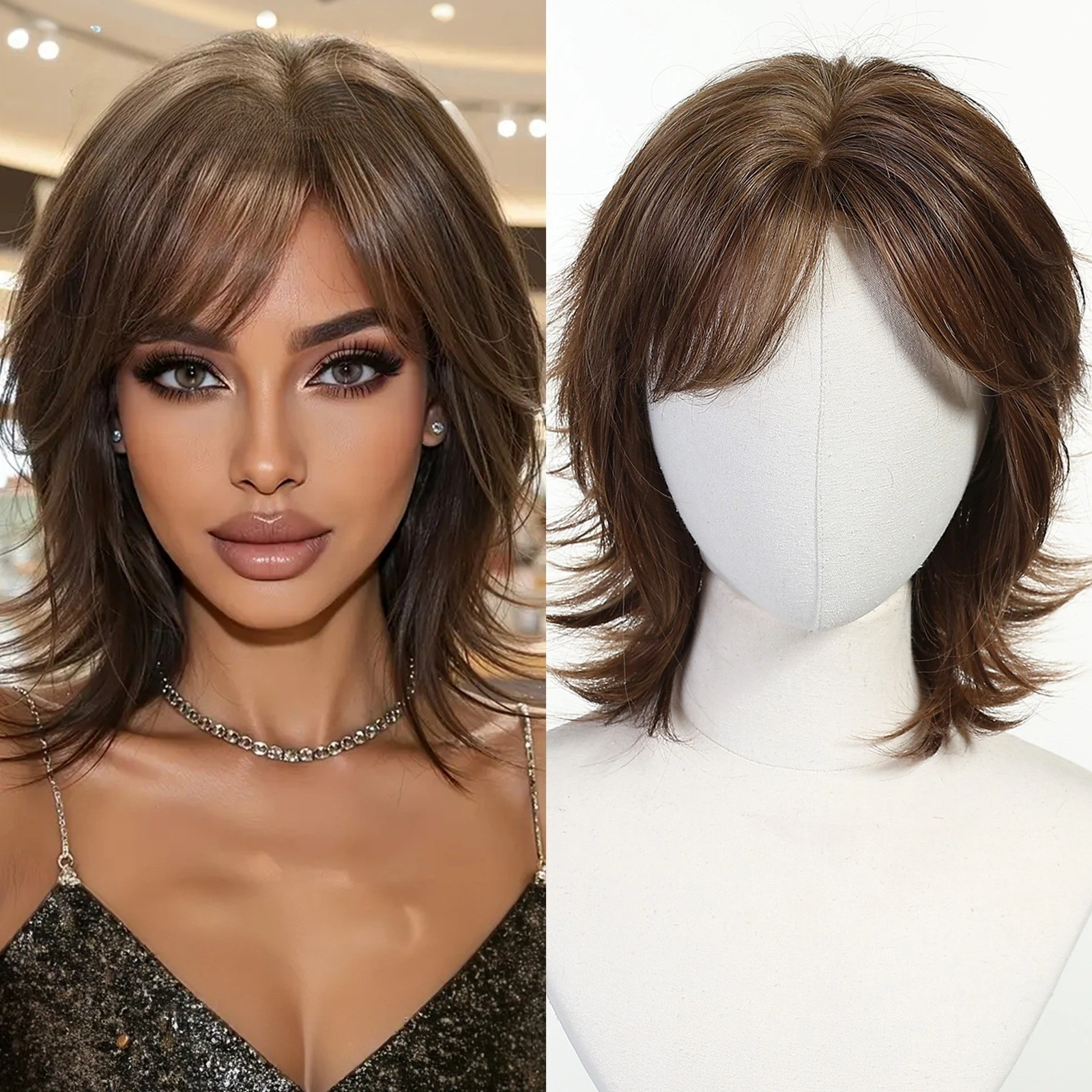 Short Brown Layered Cut Wigs with Bangs for Women Fashion Party Wigs Natural
Short Brown Layered Cut Wigs with Bangs for Women Fashion Party Wigs Natural