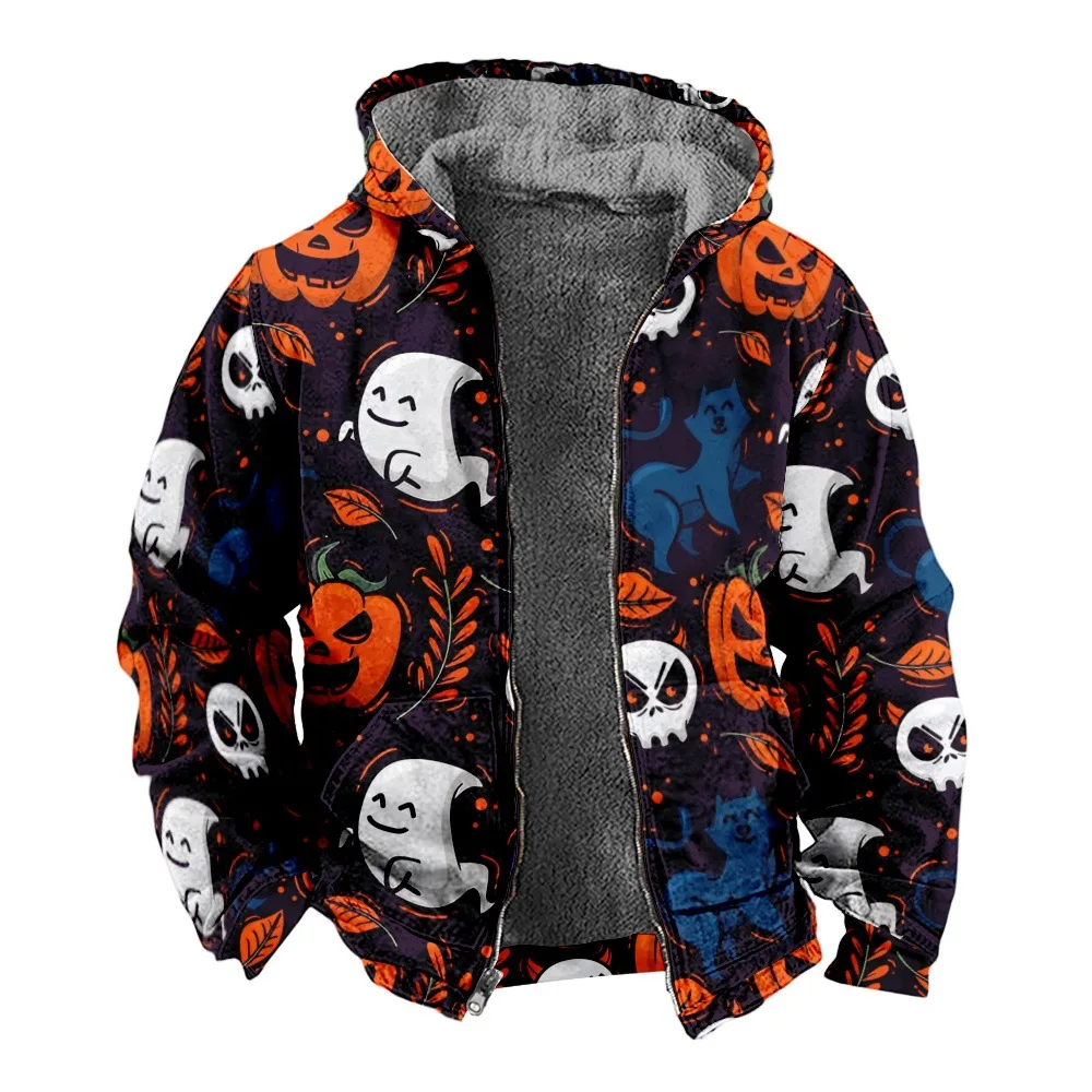 New Halloween Cotton Coat with Hat Sweater Casual Print Long Sleeve Zipper Sweater Thick Cotton Coat Winter
New Halloween Cotton Coat with Hat Sweater Casual Print Long Sleeve Zipper Sweater Thick Cotton Coat Winter