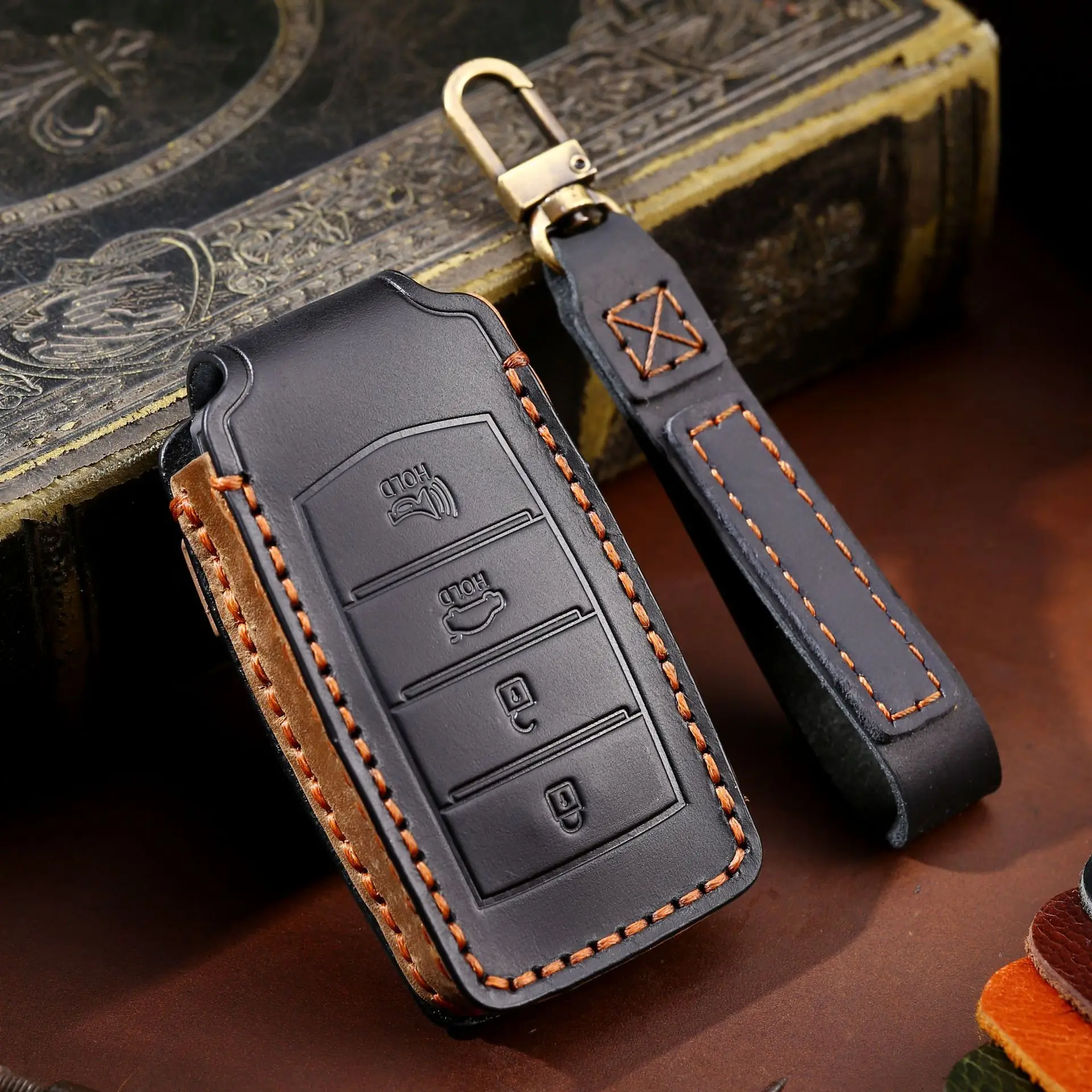 1pc Leather Car Remote Key Fob Cover Case Stylish Car Ornament Key Fob Cover-case For Genesis G70 G80 G90 2021 2022
1pc Leather Car Remote Key Fob Cover Case Stylish Car Ornament Key Fob Cover-case For Genesis G70 G80 G90 2021 2022