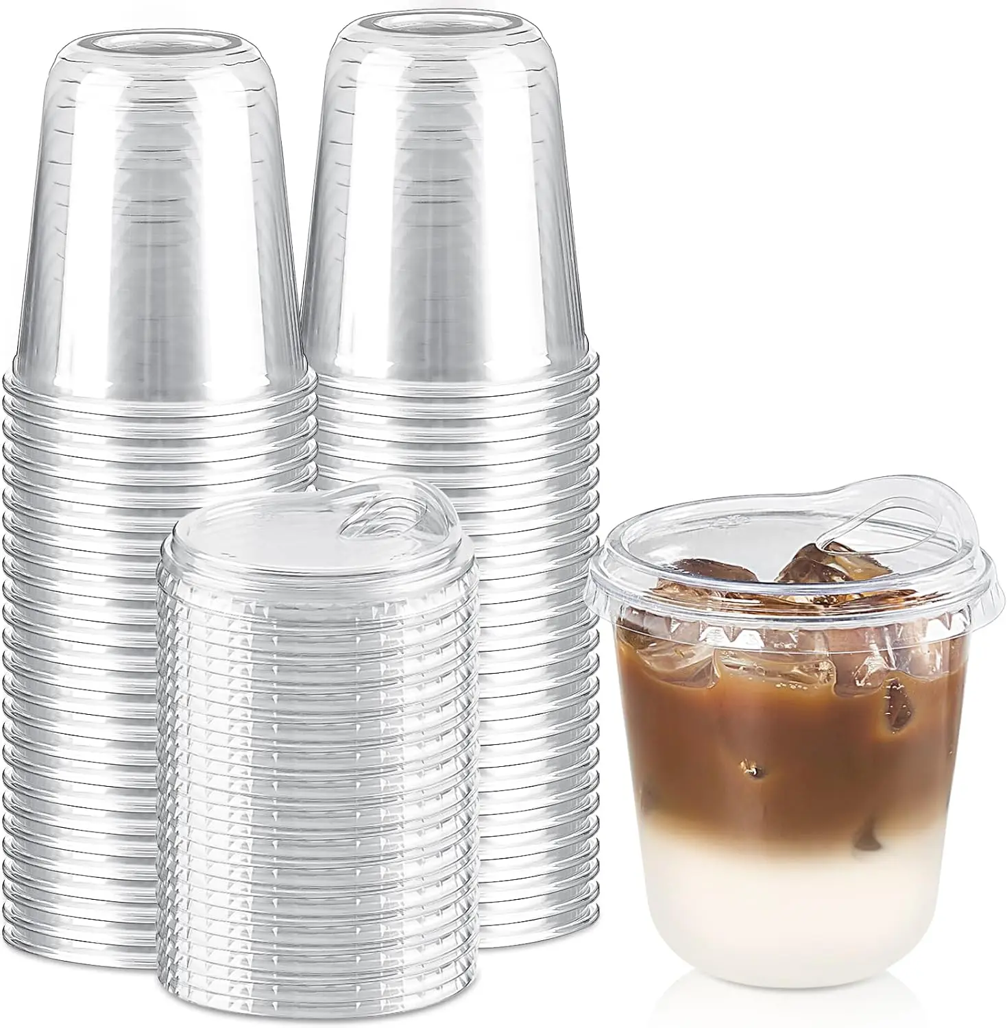12 oz Round Bottom Clear Plastic Cups with Strawless Sip Lids, 50 Pack Disposable Iced Coffee Cups for Cold Drinks Smoothie
12 oz Round Bottom Clear Plastic Cups with Strawless Sip Lids, 50 Pack Disposable Iced Coffee Cups for Cold Drinks Smoothie