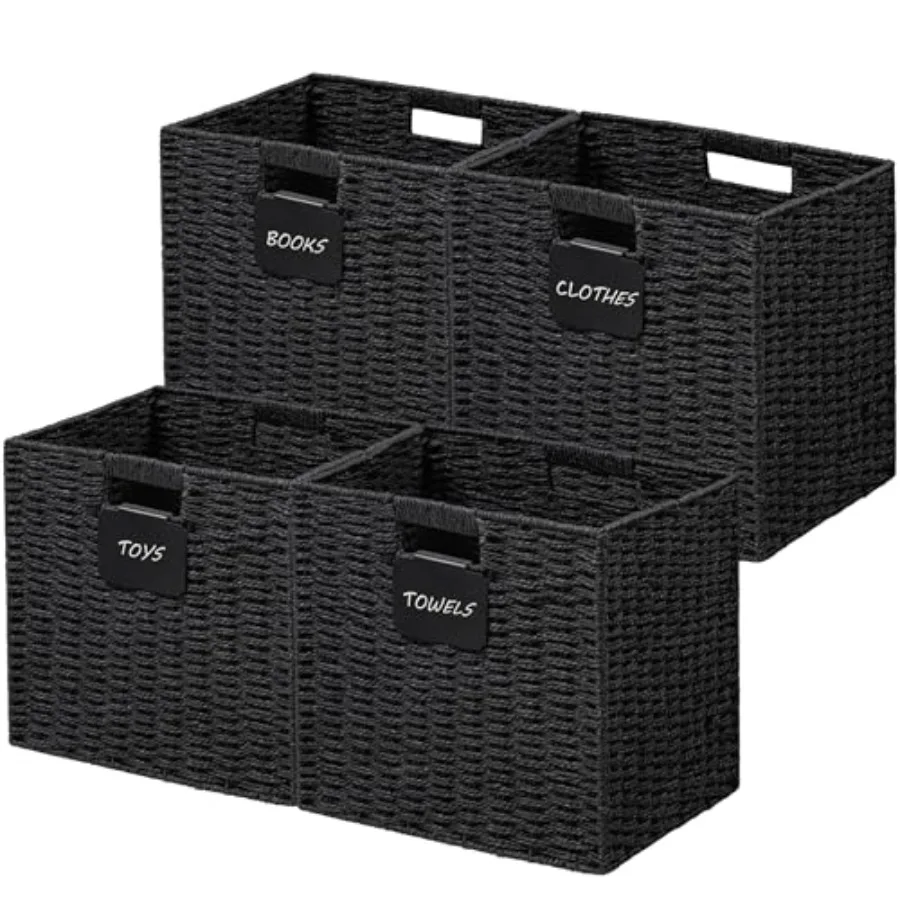 4 Pack Wicker Basket, 12×12 Storage Cubes with Label, Foldable Cube Storage Bin with Handle, Square Storage Basket for Shelves,
4 Pack Wicker Basket, 12×12 Storage Cubes with Label, Foldable Cube Storage Bin with Handle, Square Storage Basket for Shelves,
