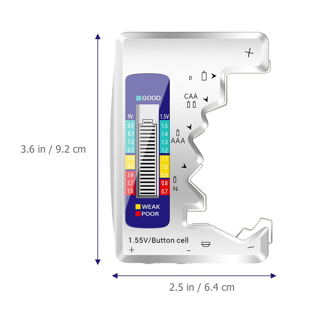 Tester Universal Checker for AAA 9V 1 55V Batteries Portable Lightweight Material Professional
Tester Universal Checker for AAA 9V 1 55V Batteries Portable Lightweight Material Professional