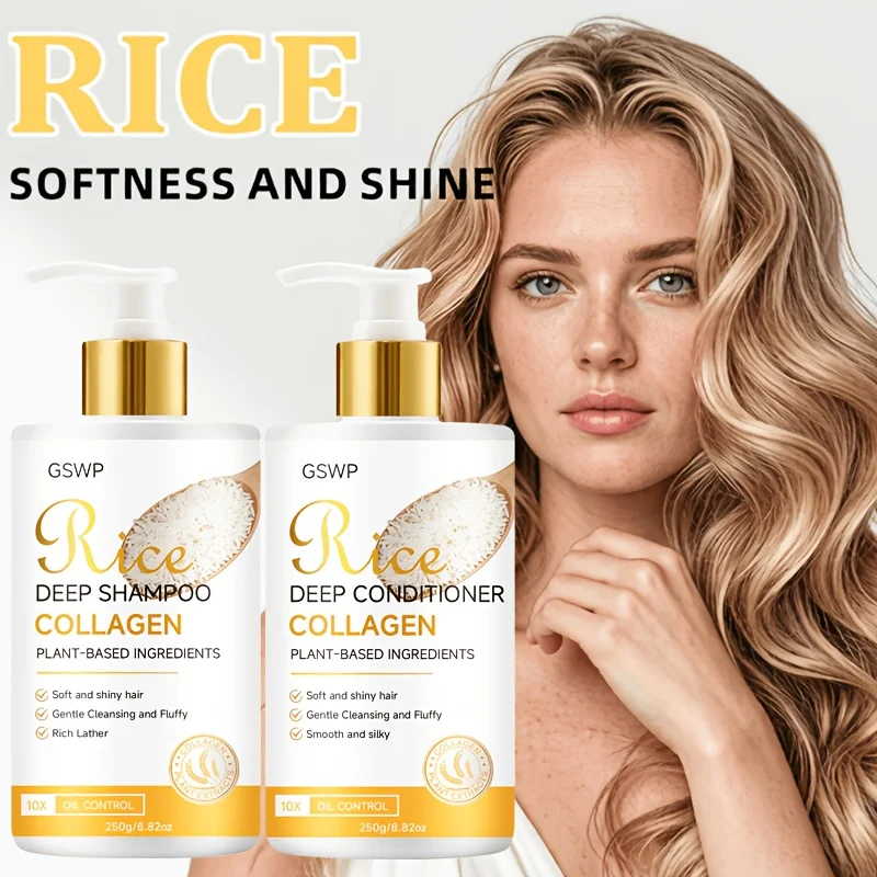 GSWP Rice Collagen Shampoo and Conditioner. Refreshes and cleanses the scalp, controls oil production, reduces dryness.250g+250g
GSWP Rice Collagen Shampoo and Conditioner. Refreshes and cleanses the scalp, controls oil production, reduces dryness.250g+250g
