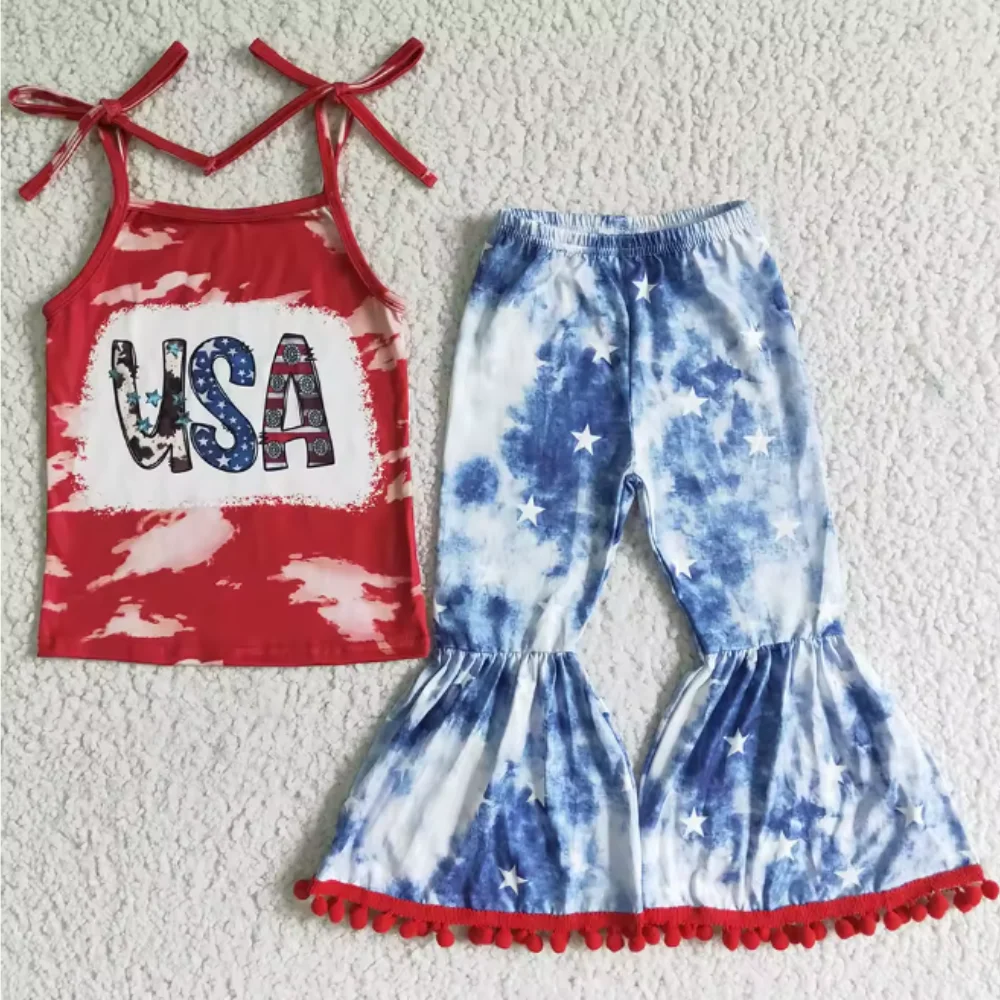 Red Blue Sleeveless Top Bell Bottom Pants Girls Summer 4th of July USA Clothing Sets
Red Blue Sleeveless Top Bell Bottom Pants Girls Summer 4th of July USA Clothing Sets