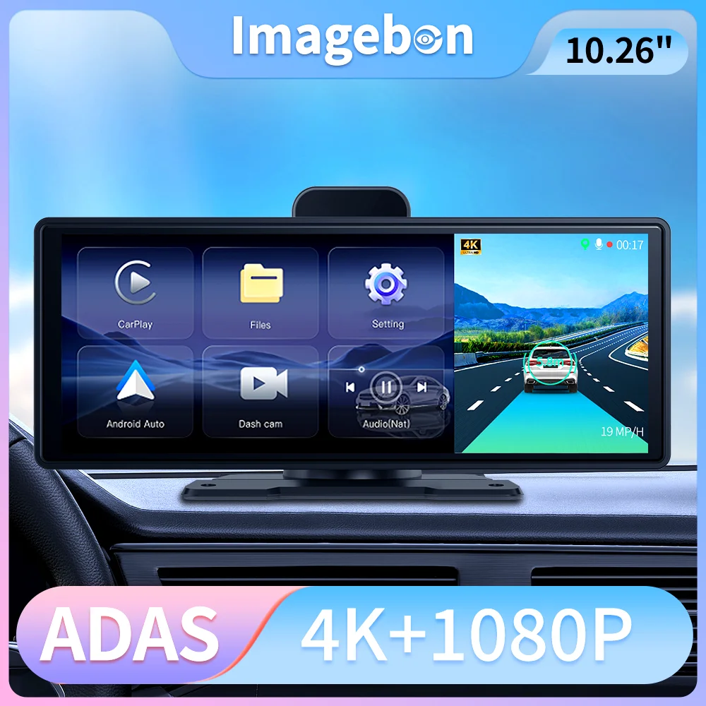 Imagebon 10.26" Dash Cam 4K ADAS Wireless CarPlay & Android Auto Car DVR GPS Navigation 5G Wifi BT AUX Rearview Mirror camera
Imagebon 10.26" Dash Cam 4K ADAS Wireless CarPlay & Android Auto Car DVR GPS Navigation 5G Wifi BT AUX Rearview Mirror camera