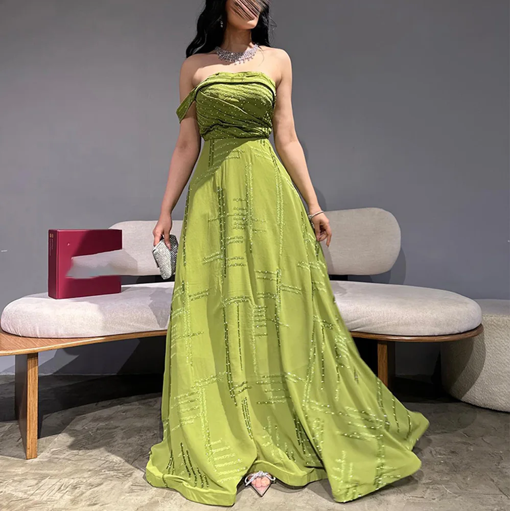 A-Line Off the Shoulder One Shoulder Jersey Short Sleeves Green Graceful and Modern Evening Dresses Pearls Pleats Zipper Back
A-Line Off the Shoulder One Shoulder Jersey Short Sleeves Green Graceful and Modern Evening Dresses Pearls Pleats Zipper Back