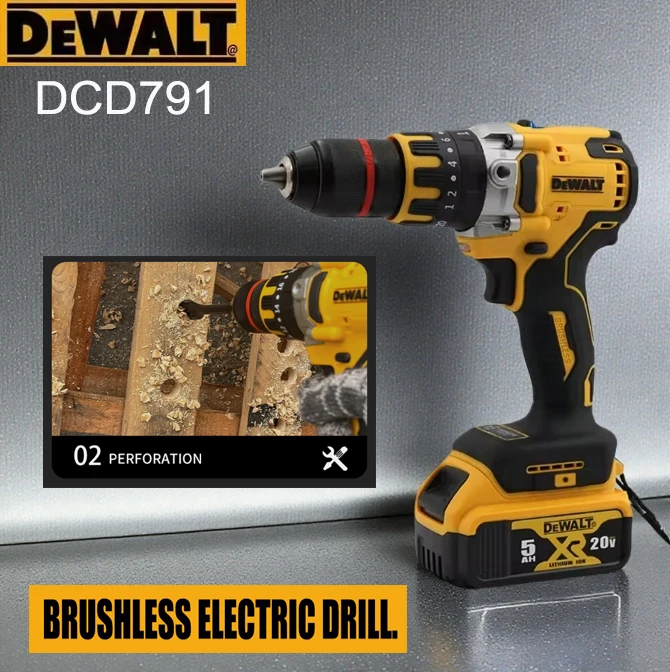 Dewalt DCD791 rechargeable multifunctional portable brushless drive cordless drill power tool & Dewalt 20V rechargeable battery
Dewalt DCD791 rechargeable multifunctional portable brushless drive cordless drill power tool & Dewalt 20V rechargeable battery