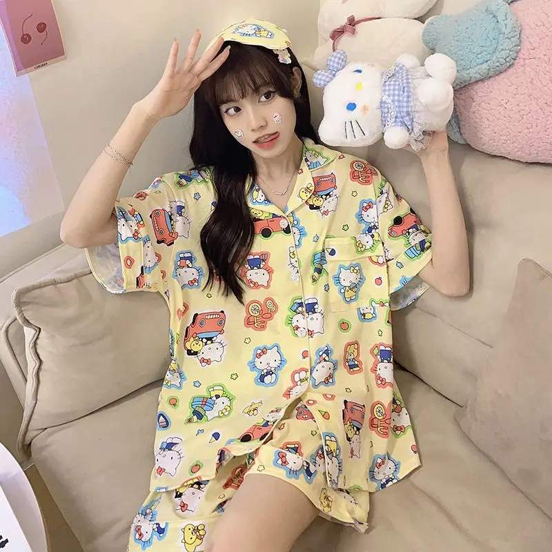 Новые летние желтые милые пижамы hellokitty с героями мультфильмов, женские шорты с короткими рукавами, которые можно носить вне комплекта домашней одежды
Новые летние желтые милые пижамы hellokitty с героями мультфильмов, женские шорты с короткими рукавами, которые можно носить вне комплекта домашней одежды
