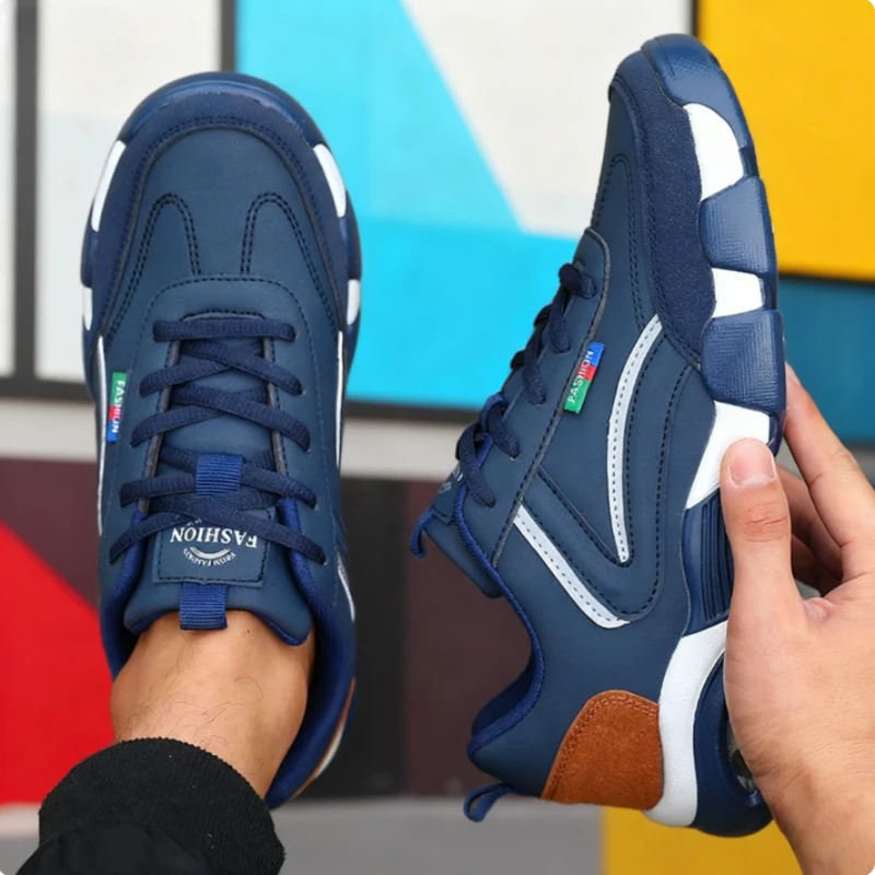 Модные мужские синие кроссовки, кожаные повседневные прогулочные туфли, амортизирующая уличная обувь, нескользящая спортивная обувь, Лидер продаж 2025 г.
Модные мужские синие кроссовки, кожаные повседневные прогулочные туфли, амортизирующая уличная обувь, нескользящая спортивная обувь, Лидер продаж 2025 г.