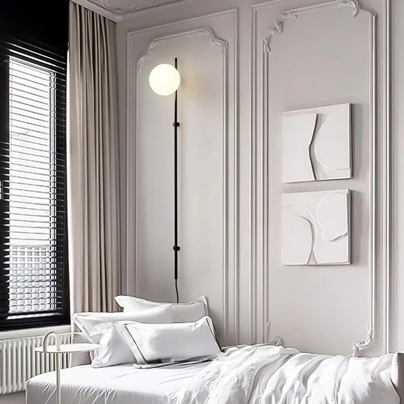 Glass ball Bedroom Wall Lamp Living Room Simple Modern Cord Plug in Switch Hotel Wall Mount Lamps sconce home decoration luz
Glass ball Bedroom Wall Lamp Living Room Simple Modern Cord Plug in Switch Hotel Wall Mount Lamps sconce home decoration luz
