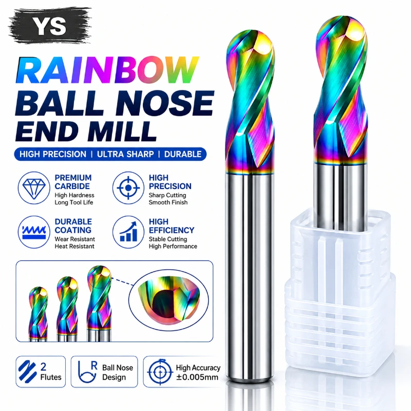 YS HRC58 for Steel Material Endmills 50/70/100mm 2-Flute Ball End Mill Tungsten Carbide CNC Milling Cutter Tools R0.5-R6.0mm
YS HRC58 for Steel Material Endmills 50/70/100mm 2-Flute Ball End Mill Tungsten Carbide CNC Milling Cutter Tools R0.5-R6.0mm