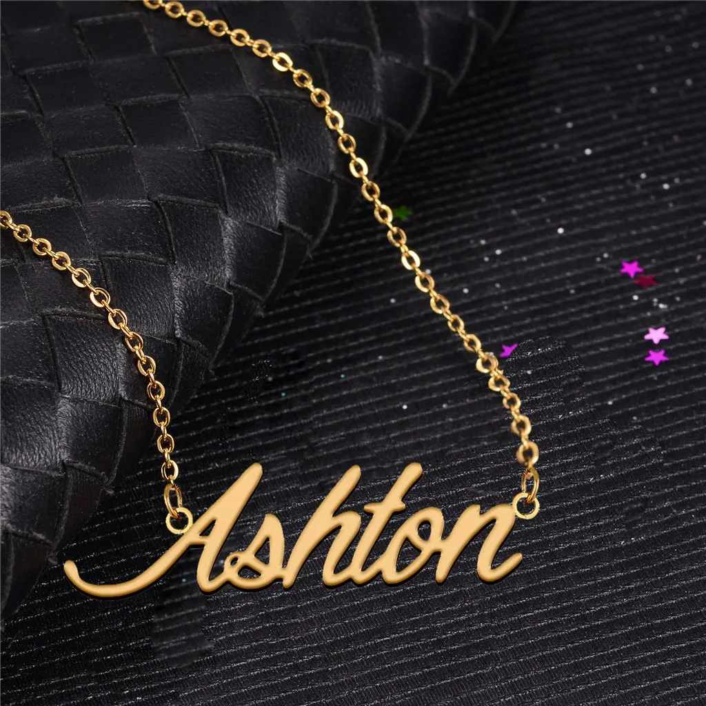 Stainless Steel Personalized Ashton Name Necklaces for Women Jewelry Gold color Nameplate Pendant for Mothers Girlfriend Gift
Stainless Steel Personalized Ashton Name Necklaces for Women Jewelry Gold color Nameplate Pendant for Mothers Girlfriend Gift