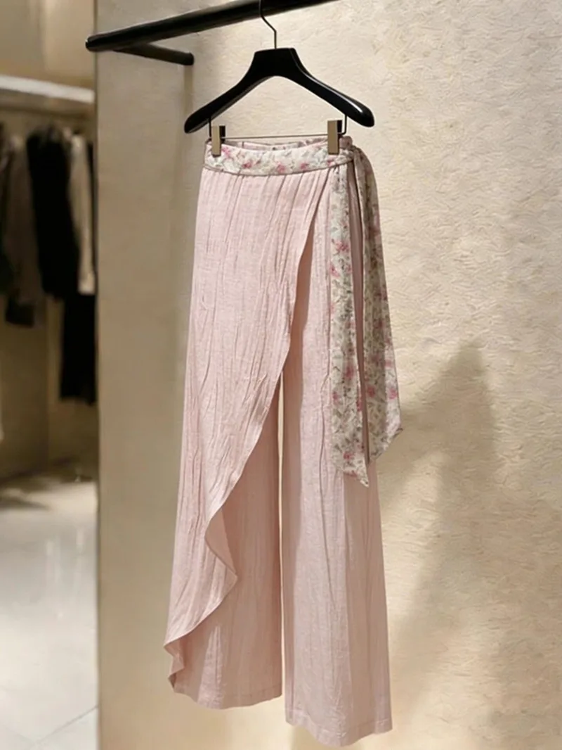 New Fashion Pink Skirt Panel Pants Women Elegant Elastic Waist Casual Lace Up Splice Wide Leg Trousers Crepe Women's Clothing
New Fashion Pink Skirt Panel Pants Women Elegant Elastic Waist Casual Lace Up Splice Wide Leg Trousers Crepe Women's Clothing