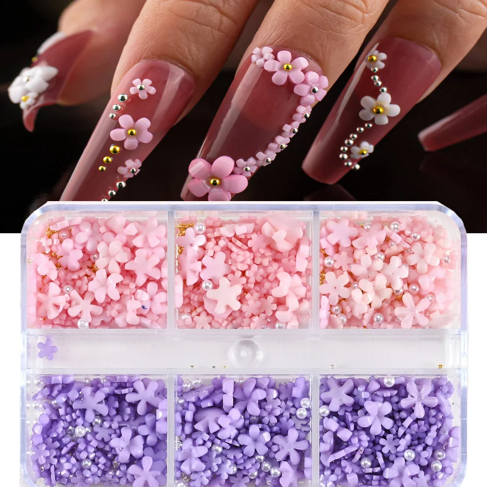 6Grids Box Charms Pink White Flower Nails Art Parts Resin Florets Mixed Beads Decoration Nail Supplies Kawaii Accessories ,TR010
6Grids Box Charms Pink White Flower Nails Art Parts Resin Florets Mixed Beads Decoration Nail Supplies Kawaii Accessories ,TR010