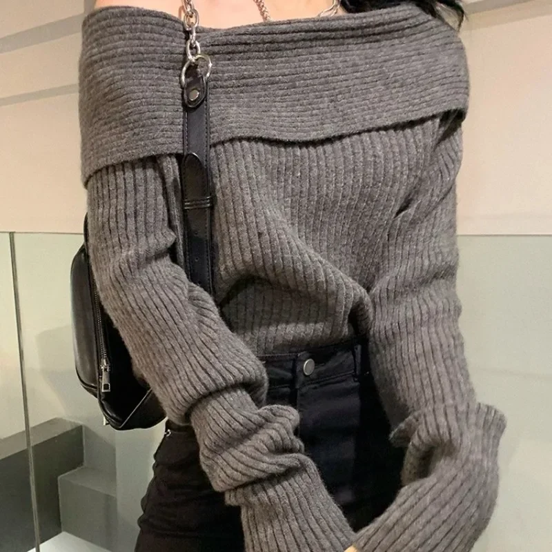 Off Shoulder Tops For Women Long Sleeve Knitwear Knitted Sweater Sexy Pullover Y2k Clothing New Korean Popular Knit Sweatshirts
Off Shoulder Tops For Women Long Sleeve Knitwear Knitted Sweater Sexy Pullover Y2k Clothing New Korean Popular Knit Sweatshirts