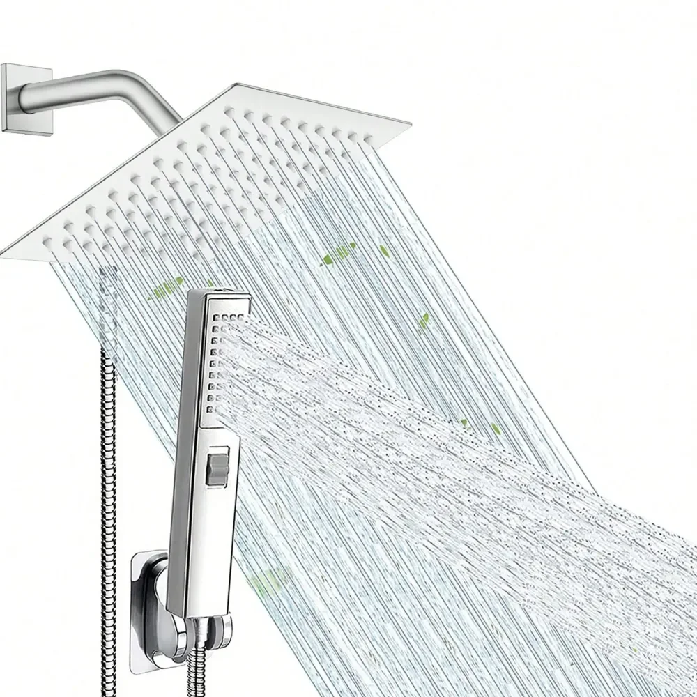 High Pressure Square Rain Shower Head With Handheld Spray Combo, Equipped With 78 Stainless Steel Flexible Hose, ThreeWay Divert
High Pressure Square Rain Shower Head With Handheld Spray Combo, Equipped With 78 Stainless Steel Flexible Hose, ThreeWay Divert