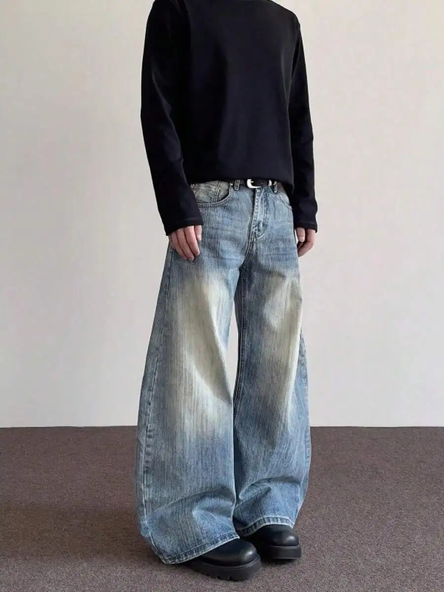 Mens Wide Leg Straight Jeans High Street Cleanfit Denim Trousers
Mens Wide Leg Straight Jeans High Street Cleanfit Denim Trousers