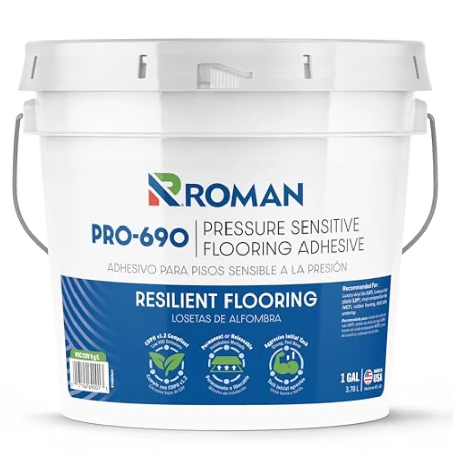 PRO-690 Pressure Sensitive Flooring Adhesive Zero VOC, Releasable or Permanent Install, for LVT, LVP and VCT 1 Gallon 3.78 L
PRO-690 Pressure Sensitive Flooring Adhesive Zero VOC, Releasable or Permanent Install, for LVT, LVP and VCT 1 Gallon 3.78 L