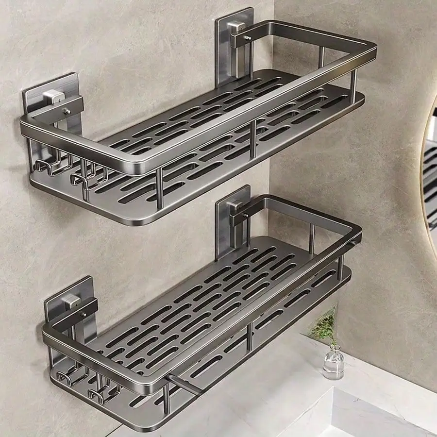 2-Piece Wall-Mounted Shower Caddy: Drill-Free, Large-Capacity, for Bath/Kitchen Toiletries
2-Piece Wall-Mounted Shower Caddy: Drill-Free, Large-Capacity, for Bath/Kitchen Toiletries