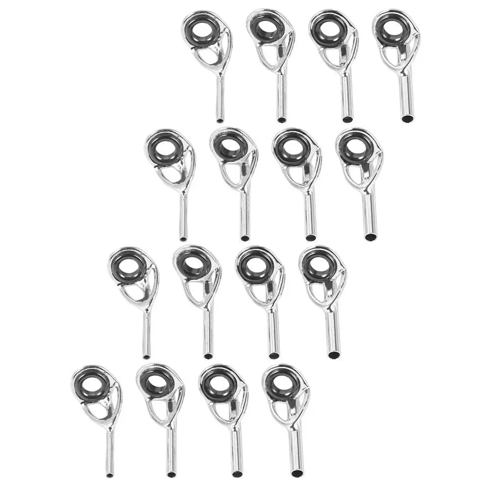 16Pcs Fishing Rod Guide Set Stainless Steel Ceramic Inlay Replacement Tips Anti-Tangle Wear-Resistant Rings for Freshwater