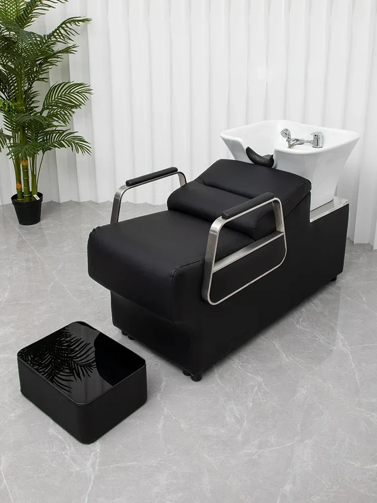 Hairdressing Shampoo Chair for Hair Salon Ceramic Deep Basin Half Lying Flushing Bed Head Therapy Bed Stainless Steel
Hairdressing Shampoo Chair for Hair Salon Ceramic Deep Basin Half Lying Flushing Bed Head Therapy Bed Stainless Steel