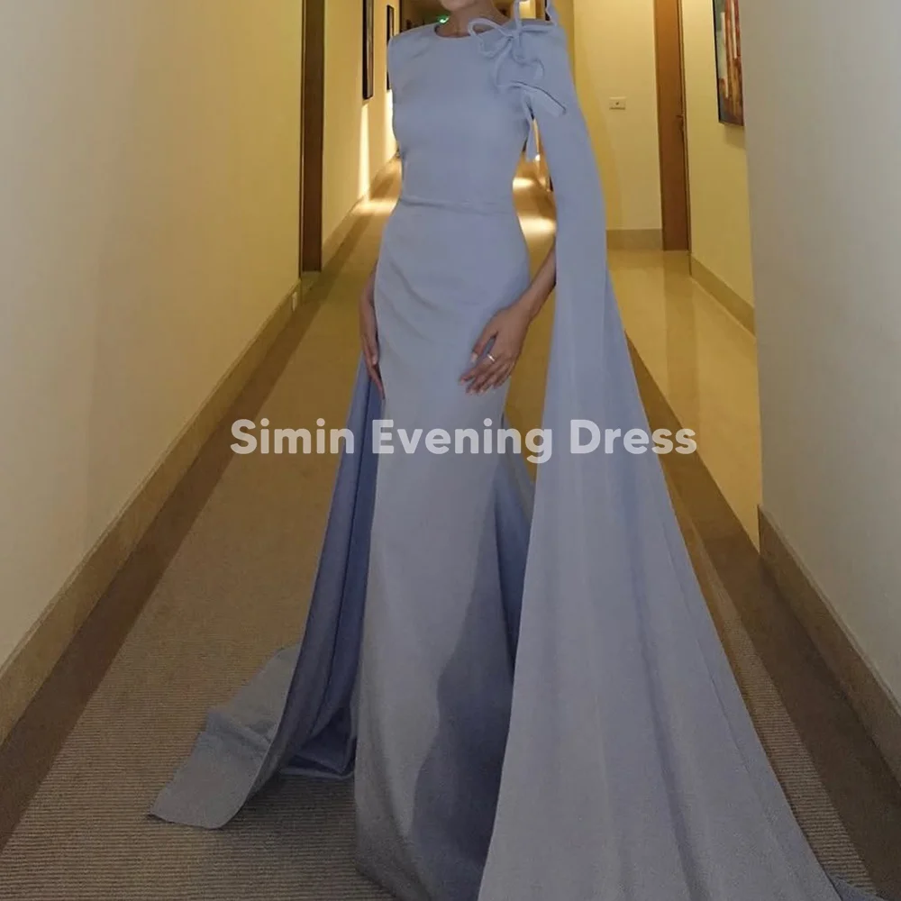 Simin Women's Crepe O-Neck Bow Mermaid Floor-Length Evening Dresses With Long Sleeves Sweep Train Formal Prom Gown Elegant 2025
Simin Women's Crepe O-Neck Bow Mermaid Floor-Length Evening Dresses With Long Sleeves Sweep Train Formal Prom Gown Elegant 2025