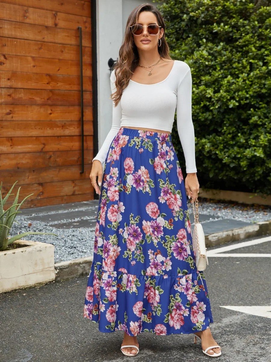 Summer New High Waist Digital Print f Skirt Pleated A-Line Midi Skirt Street Sle Floral Splicing Big Swing Skirt
Summer New High Waist Digital Print f Skirt Pleated A-Line Midi Skirt Street Sle Floral Splicing Big Swing Skirt
