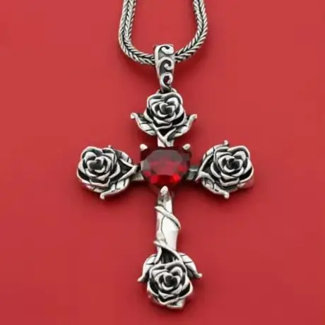 Street hip-hop S925 sterling silver cross three-dimensional rose pendant in Europe and America
Street hip-hop S925 sterling silver cross three-dimensional rose pendant in Europe and America