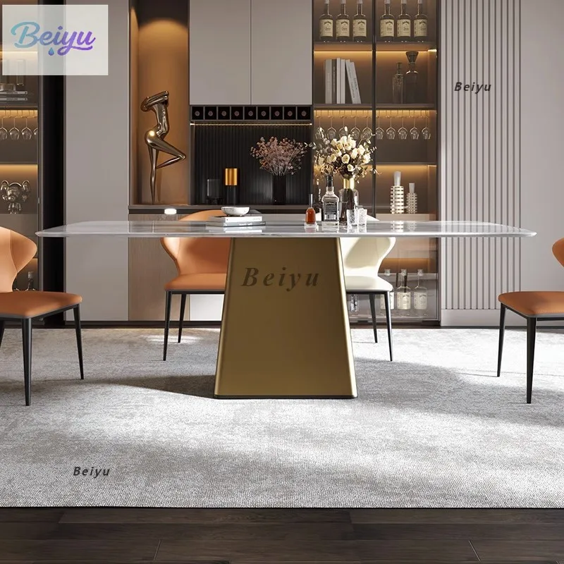 Современный простой прямоугольный обеденный стол из яркой каменной плиты, минималистичный размер, дизайнерская комбинация для квартиры, домашний обеденный стол di
Современный простой прямоугольный обеденный стол из яркой каменной плиты, минималистичный размер, дизайнерская комбинация для квартиры, домашний обеденный стол di