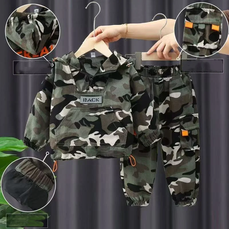 Spring Autumn Children Clothing Camouflage Sportswear Hooded Coat + Pants Two-piece Suit Wears for Kids Boy Top and Bottom Set
Spring Autumn Children Clothing Camouflage Sportswear Hooded Coat + Pants Two-piece Suit Wears for Kids Boy Top and Bottom Set