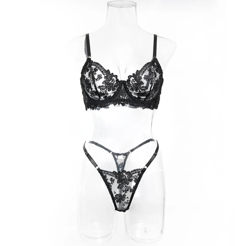 Bikini lace bra set with sheer panels, underwire, slim-fit lingerie swimsuit
Bikini lace bra set with sheer panels, underwire, slim-fit lingerie swimsuit