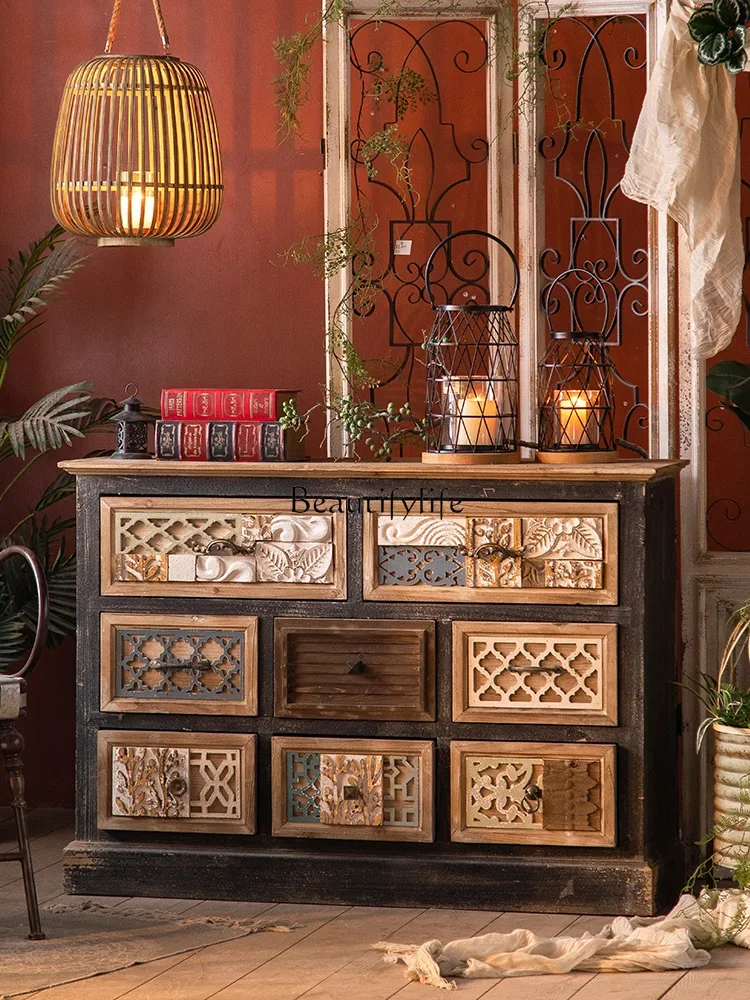 American solid wood dining side porch cabinet, retro home against the wall, chest cabinet
American solid wood dining side porch cabinet, retro home against the wall, chest cabinet