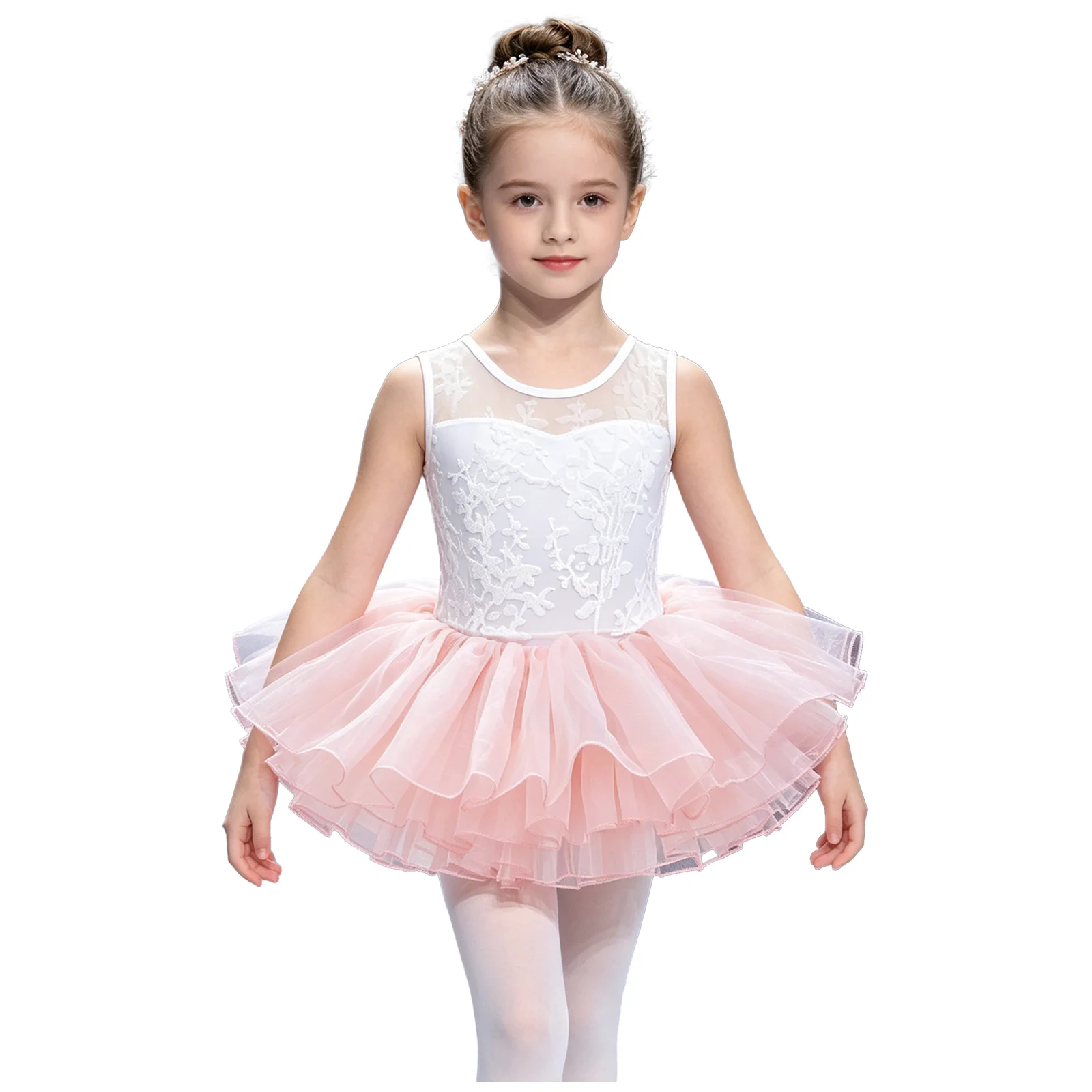 Kids Performance Ballerina Dance Costume Set Sleeveless Jacquard Bodysuit with Tulle Layered Tutu Skirt Girls Lyrical Dancewear
Kids Performance Ballerina Dance Costume Set Sleeveless Jacquard Bodysuit with Tulle Layered Tutu Skirt Girls Lyrical Dancewear