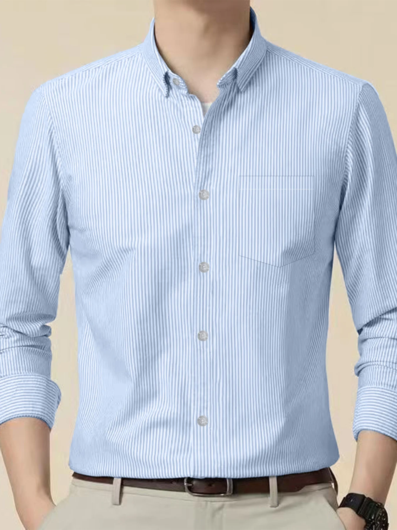 Men's striped long-sleeve shirt, high-end simple stylish casual thin top for spring and autumn
Men's striped long-sleeve shirt, high-end simple stylish casual thin top for spring and autumn