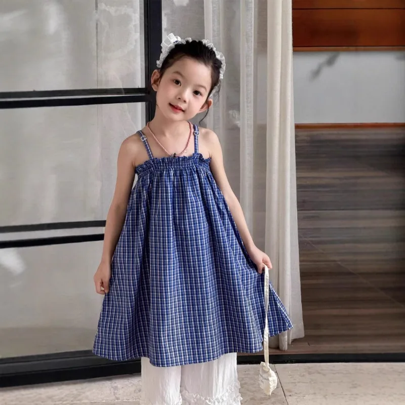 Girls' Sleeveless Dress Summer Korean Children's Plaid Vest Skirt Baby Trendy Beach Vacation Style Princess Dress
Girls' Sleeveless Dress Summer Korean Children's Plaid Vest Skirt Baby Trendy Beach Vacation Style Princess Dress