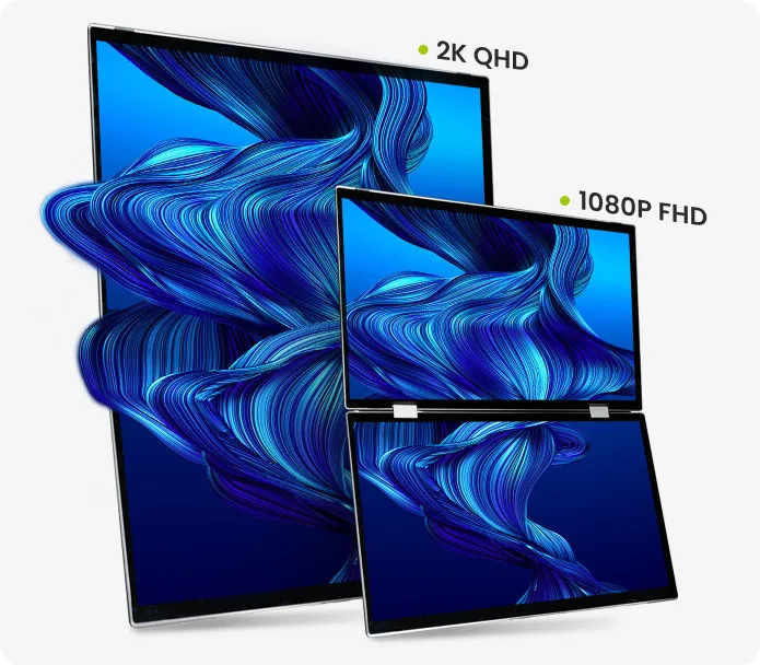 14'' 15.6'' 2K QKD Dual Views Laptop External Monitor with 360 Dgrees Foldable Design for Editor, Equity Analyst
14'' 15.6'' 2K QKD Dual Views Laptop External Monitor with 360 Dgrees Foldable Design for Editor, Equity Analyst