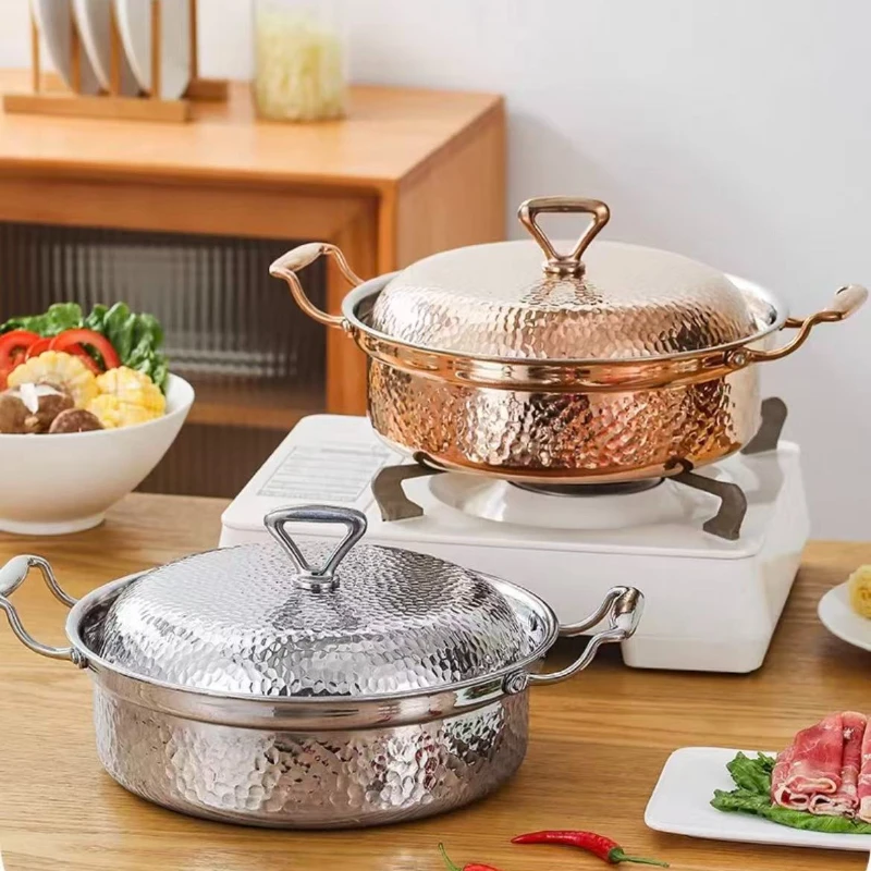 304 Stainless Steel Pots, Three-layer Steel Hammer Patterned Chafing Dish, Thickened Hot Pot Pot, Light Luxury Style Cookware
304 Stainless Steel Pots, Three-layer Steel Hammer Patterned Chafing Dish, Thickened Hot Pot Pot, Light Luxury Style Cookware